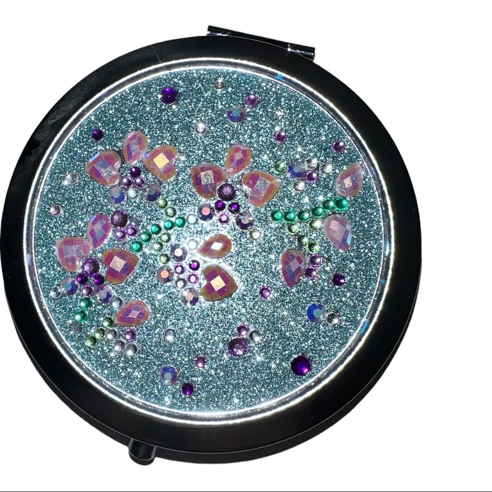 Beautiful ornate blue compact mirror
